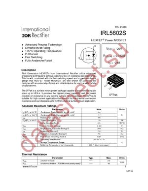 IRL5602 datasheet  